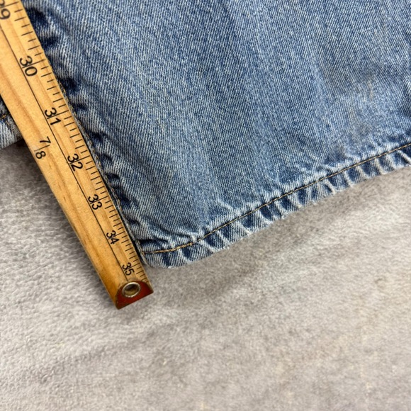 Levis 517 Bootcut Jeans Mens 36x36 Blue Denim Pants Distressed Ripped Cowboy - Picture 7 of 13